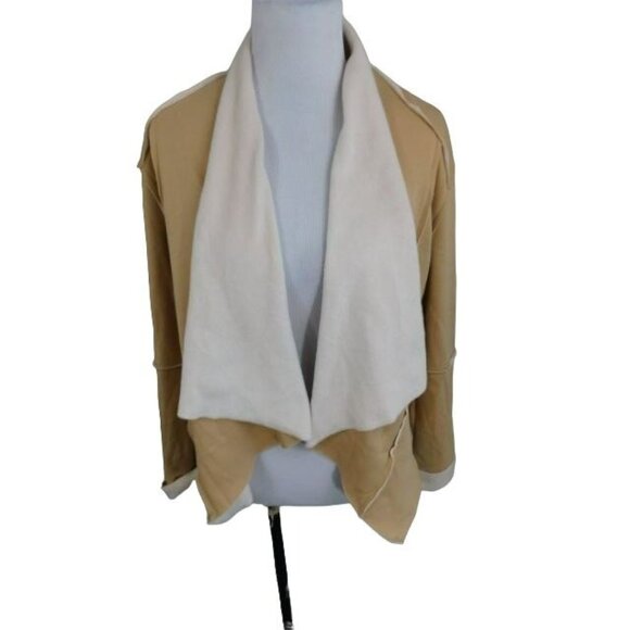 One World Size XS Faux Leather look Knit Oversized Cardigan Jacket Casual NWT - Picture 1 of 1